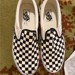 Vans Kids Checkered Slip-On Sneakers - Black and Cream